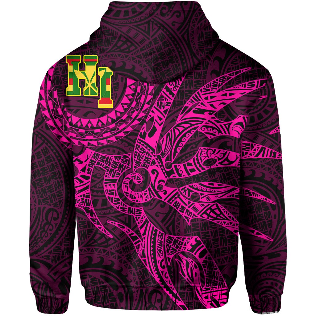 Hawaii Hoodie Zip Polynesian Kanaka Map Hawaiian Hoodie Zip Pink TT Style - Polynesian Pride
