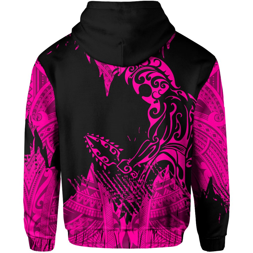 Hawaii Polynesian Hoodie Zip Warrior Ikaika Benjamin Style Pink - Polynesian Pride