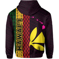 Polynesian Kakau Kanaka Flag Map of Hawaii Hoodie Pink - Polynesian Pride