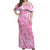 Polynesian Off Shoulder Long Dress Tapa Plumeria Style - Pink LT7 Women Pink - Polynesian Pride