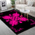 Hawaiian Quilt Maui Plant And Hibiscus Pattern Area Rug - Pink Black - AH - Polynesian Pride