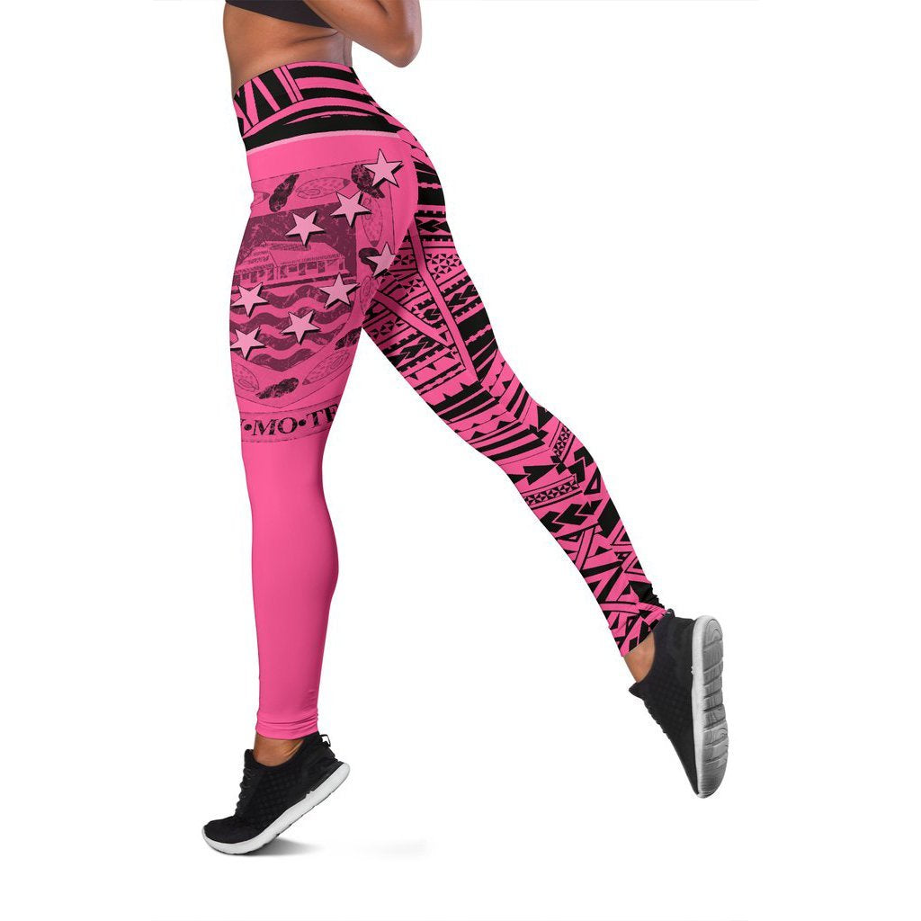 Tuvalu Flag Leggings (Pink) A02 Pink - Polynesian Pride