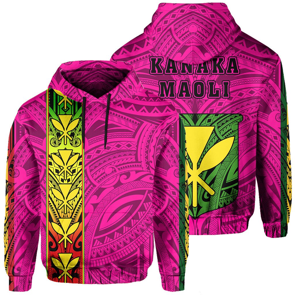 Polynesian Kanaka Flag Kanaka Maoli Hawaii Hoodie Pink Unisex Pink - Polynesian Pride