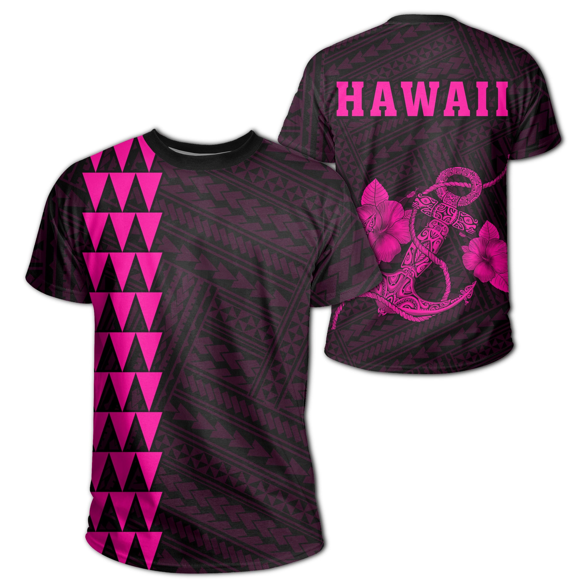 Hawaii Kakau Anchor T Shirt Pink Unisex Pink - Polynesian Pride