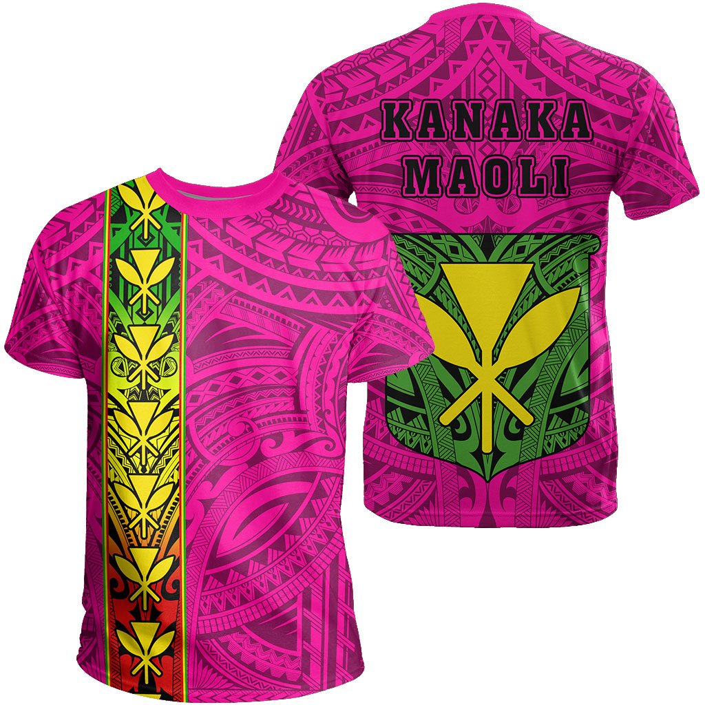 Hawaii Kanaka Flag Polynesian T Shirt Kanaka Maoli Spirit Pink Unisex Pink - Polynesian Pride