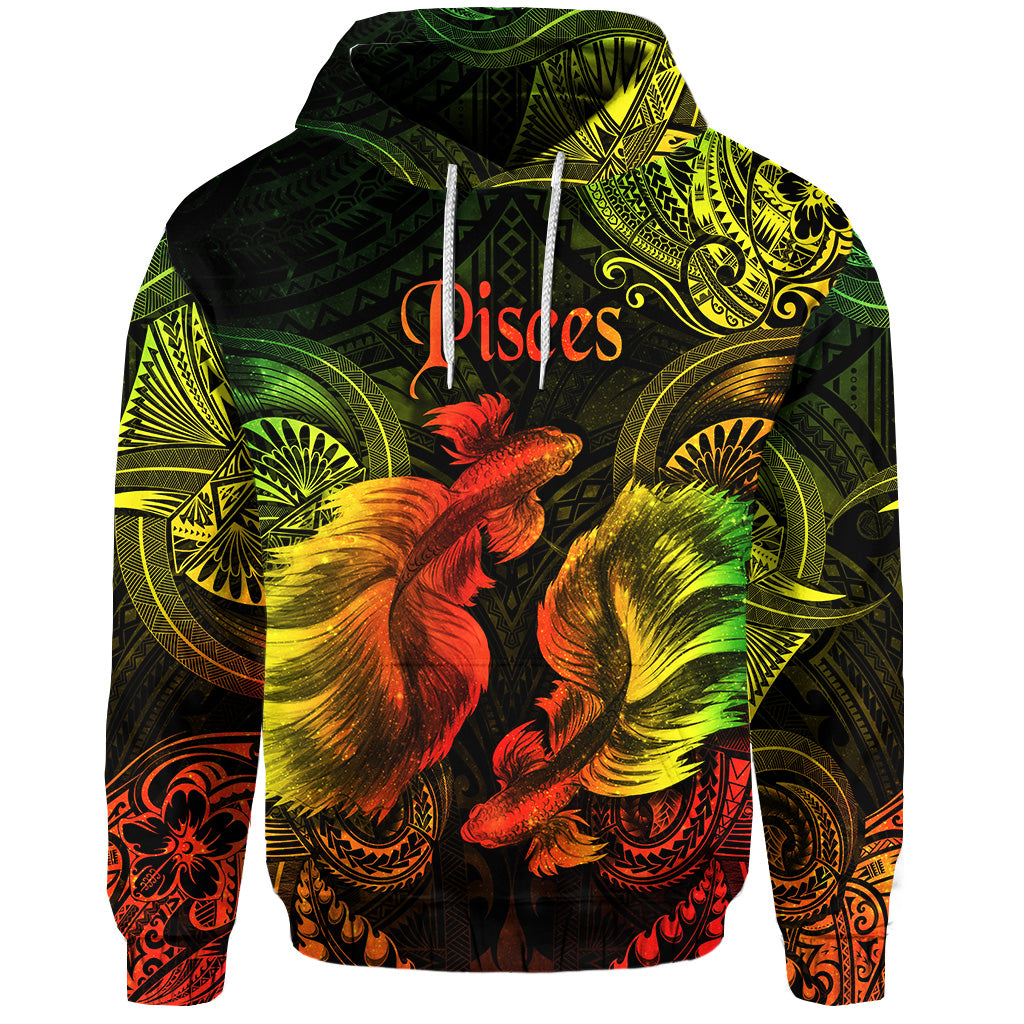 Custom Pisces Zodiac Polynesian Hoodie Unique Style Reggae LT8 - Polynesian Pride