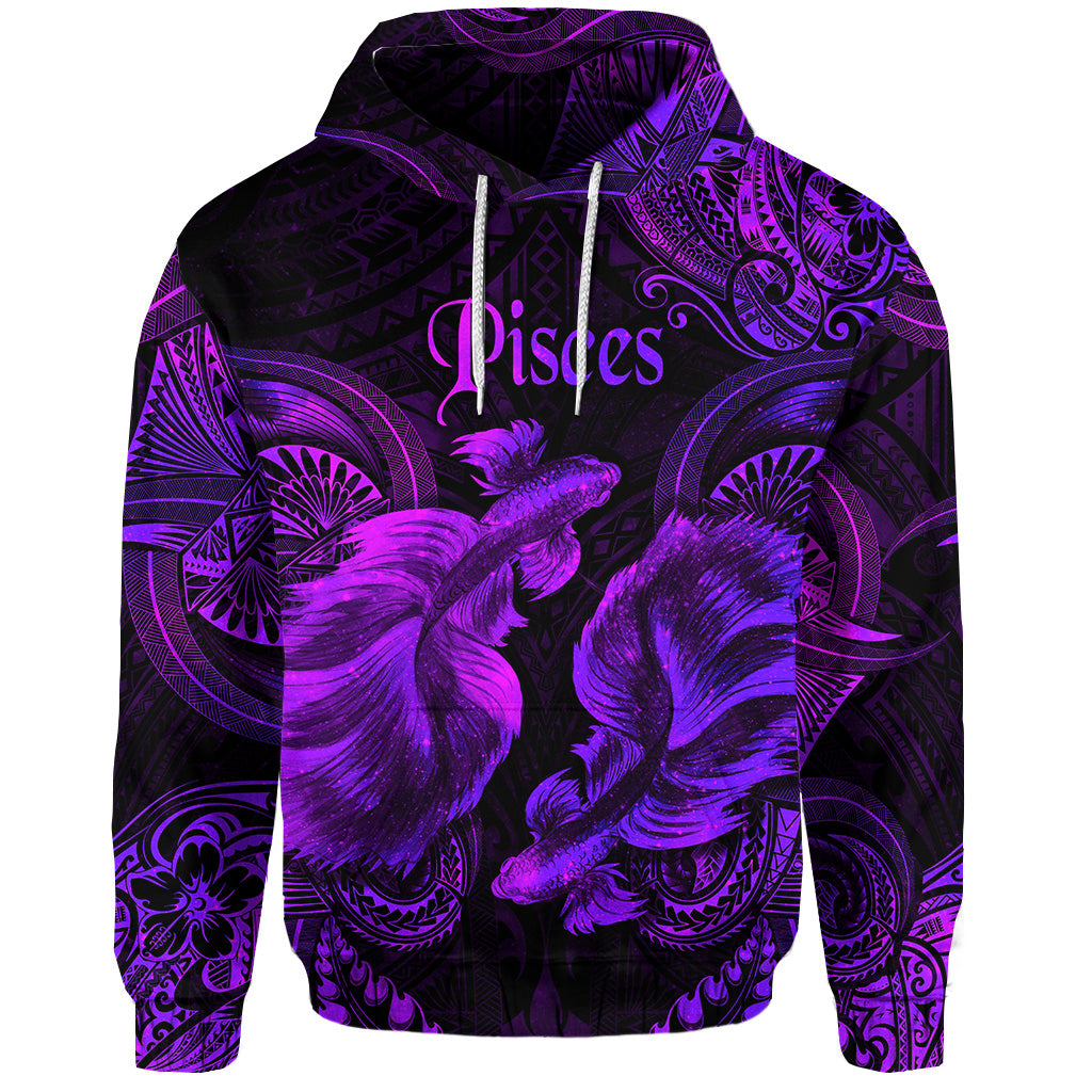 Custom Pisces Zodiac Polynesian Hoodie Unique Style Purple LT8 - Polynesian Pride