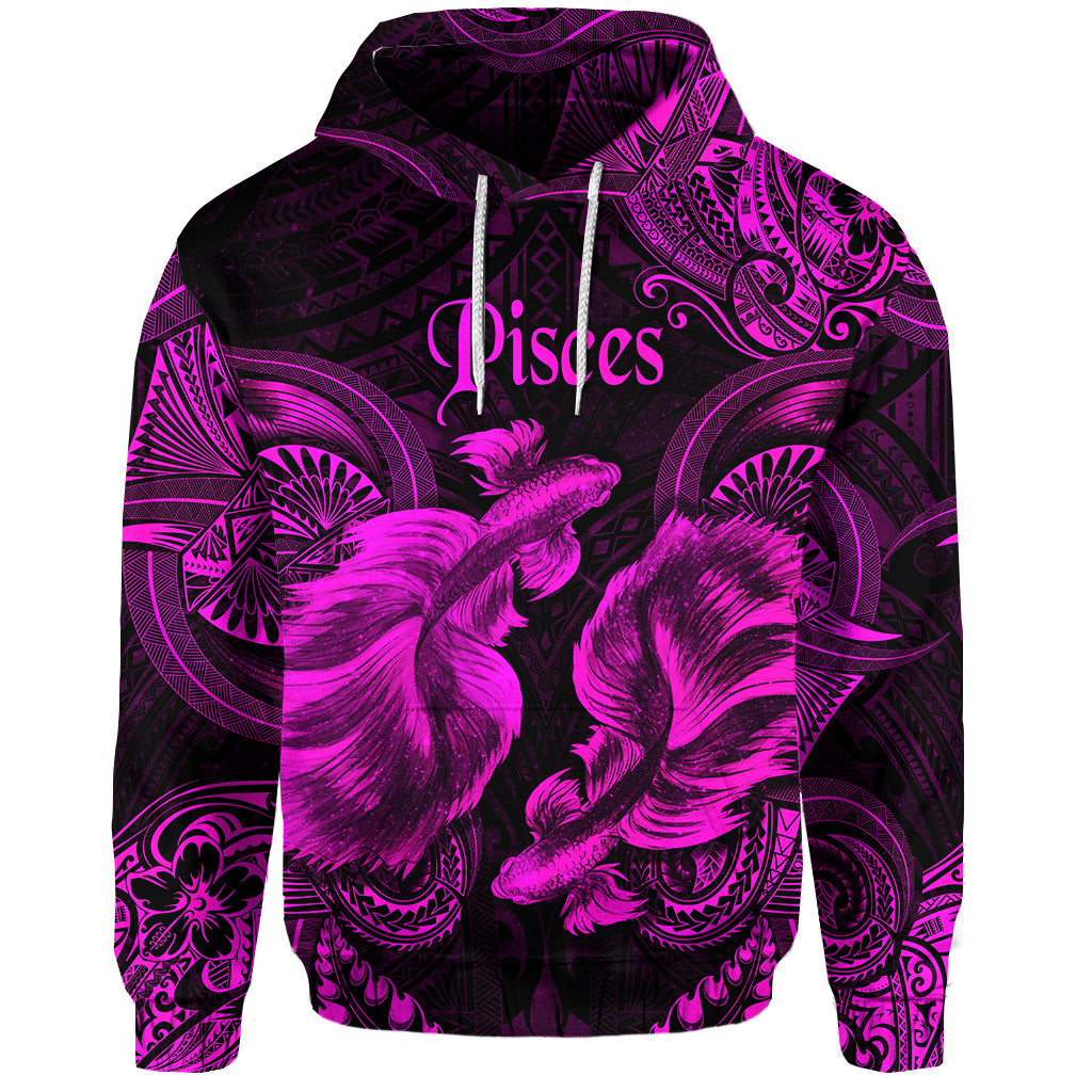 Custom Pisces Zodiac Polynesian Hoodie Unique Style Pink LT8 - Polynesian Pride