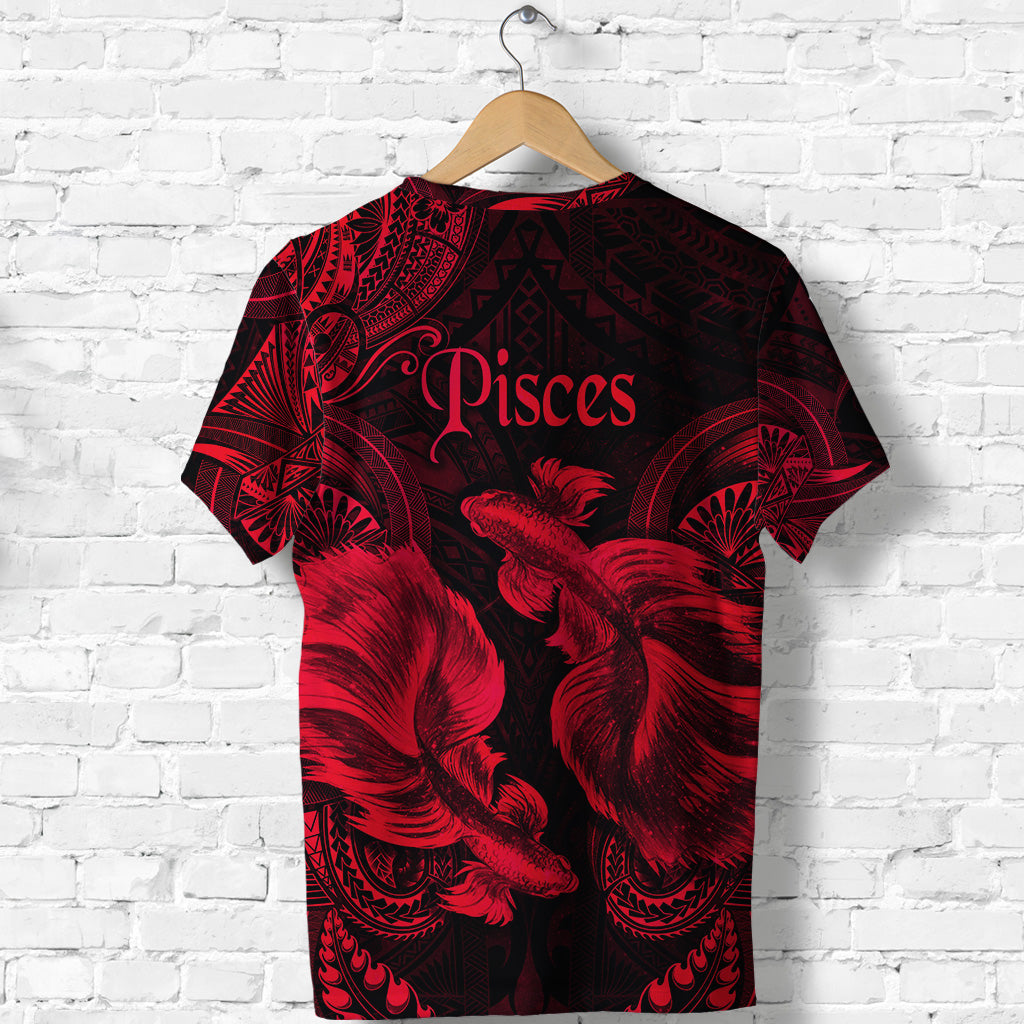 Pisces Zodiac Polynesian T Shirt Unique Style Red LT8 - Polynesian Pride