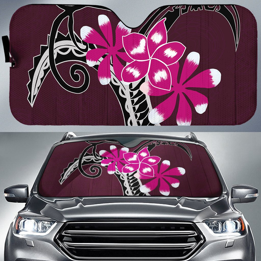Plumeria Polynesia Pink Car Sun Shade AH Auto Sun Shade Universal Fit White - Polynesian Pride