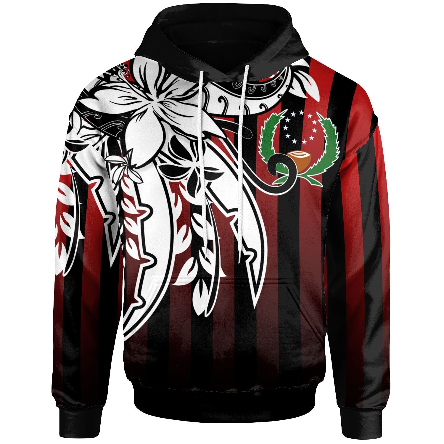 Pohnpei Hoodie Vertical Stripes Style Unisex Red - Polynesian Pride