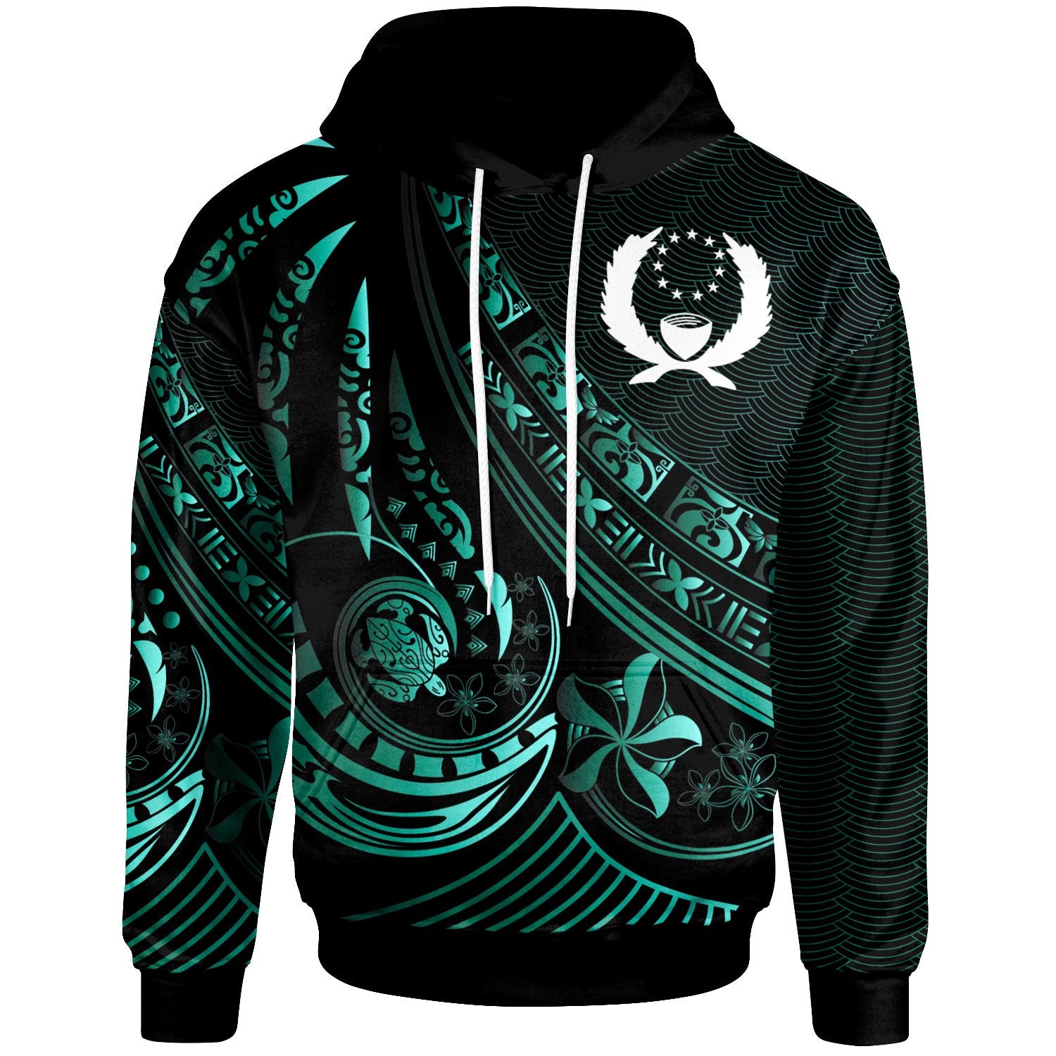 Pohnpei Hoodie The Flow of The Ocean Unisex Green - Polynesian Pride