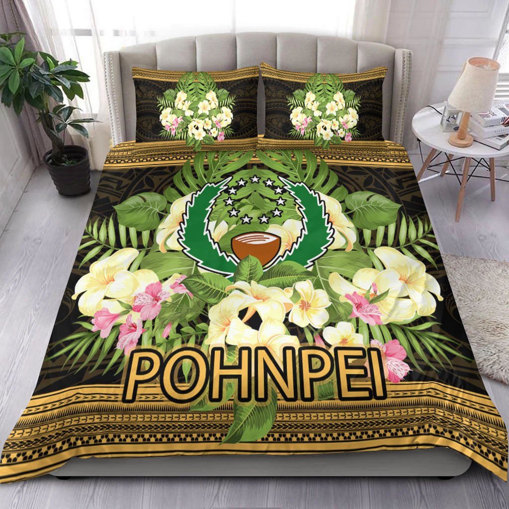 Pohnpei Bedding Set - Polynesian Gold Patterns Collection Black - Polynesian Pride