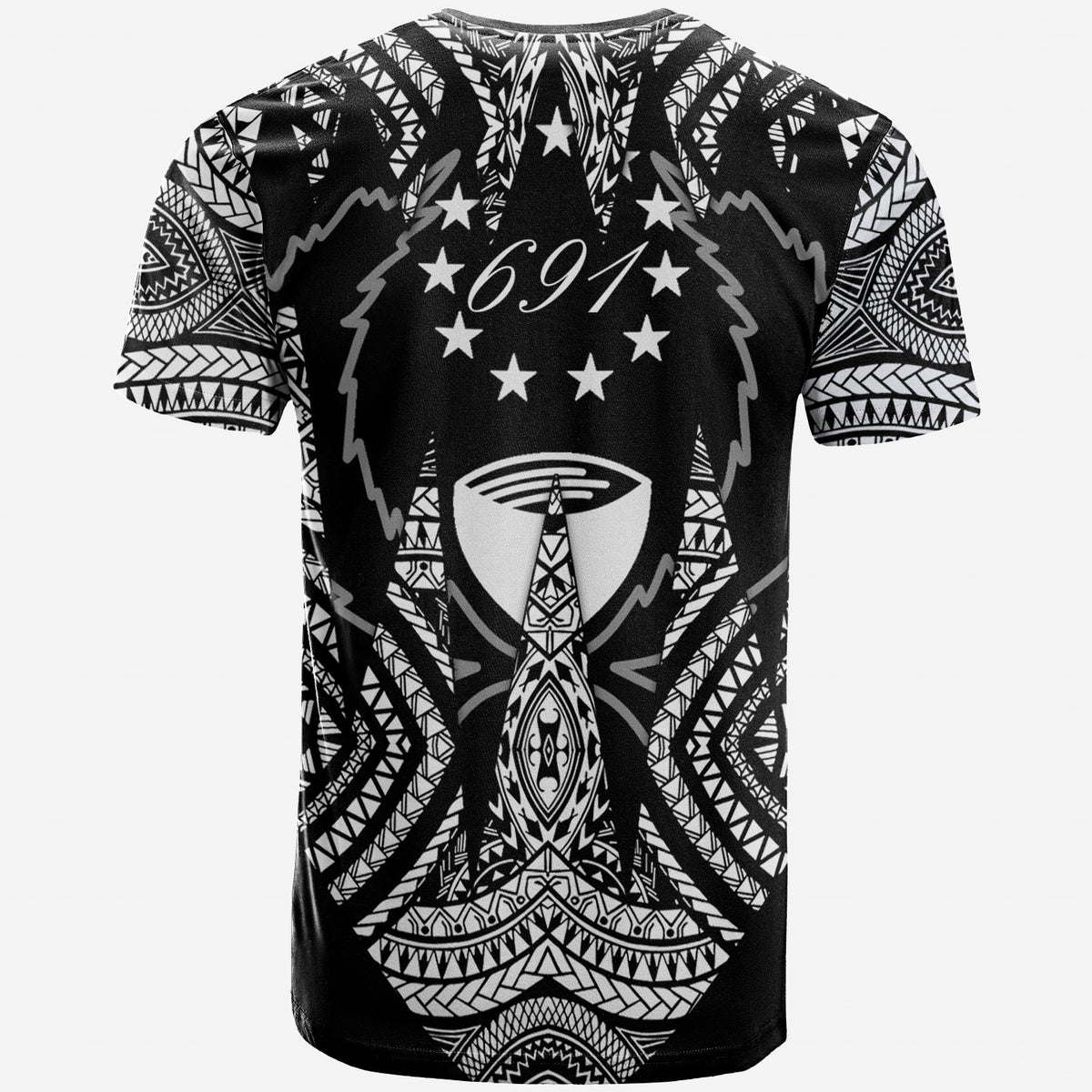 Pohnpei T Shirt Micronesian Teeth Shark Style White - Polynesian Pride