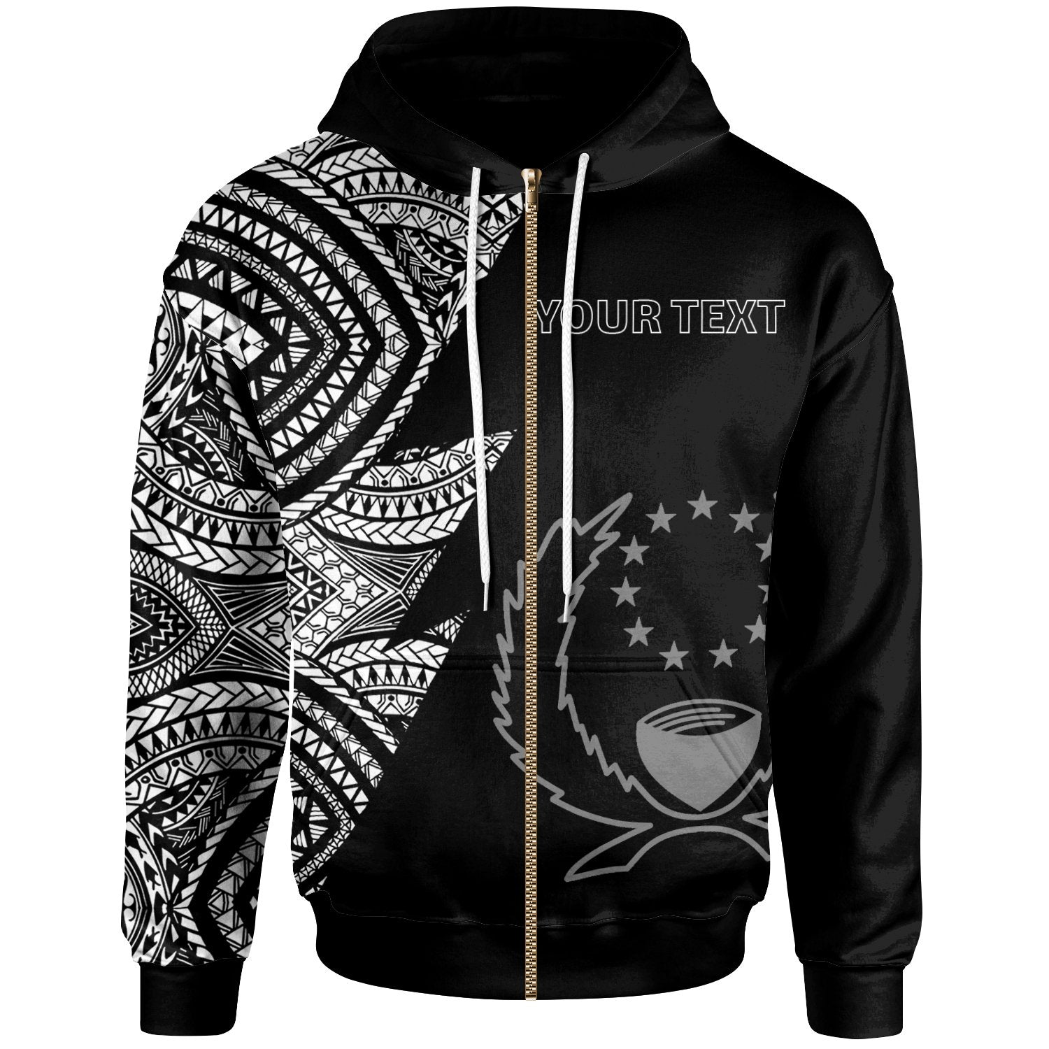 Pohnpei Custom Personalized Zip up Hoodie Flash Style White Unisex White - Polynesian Pride