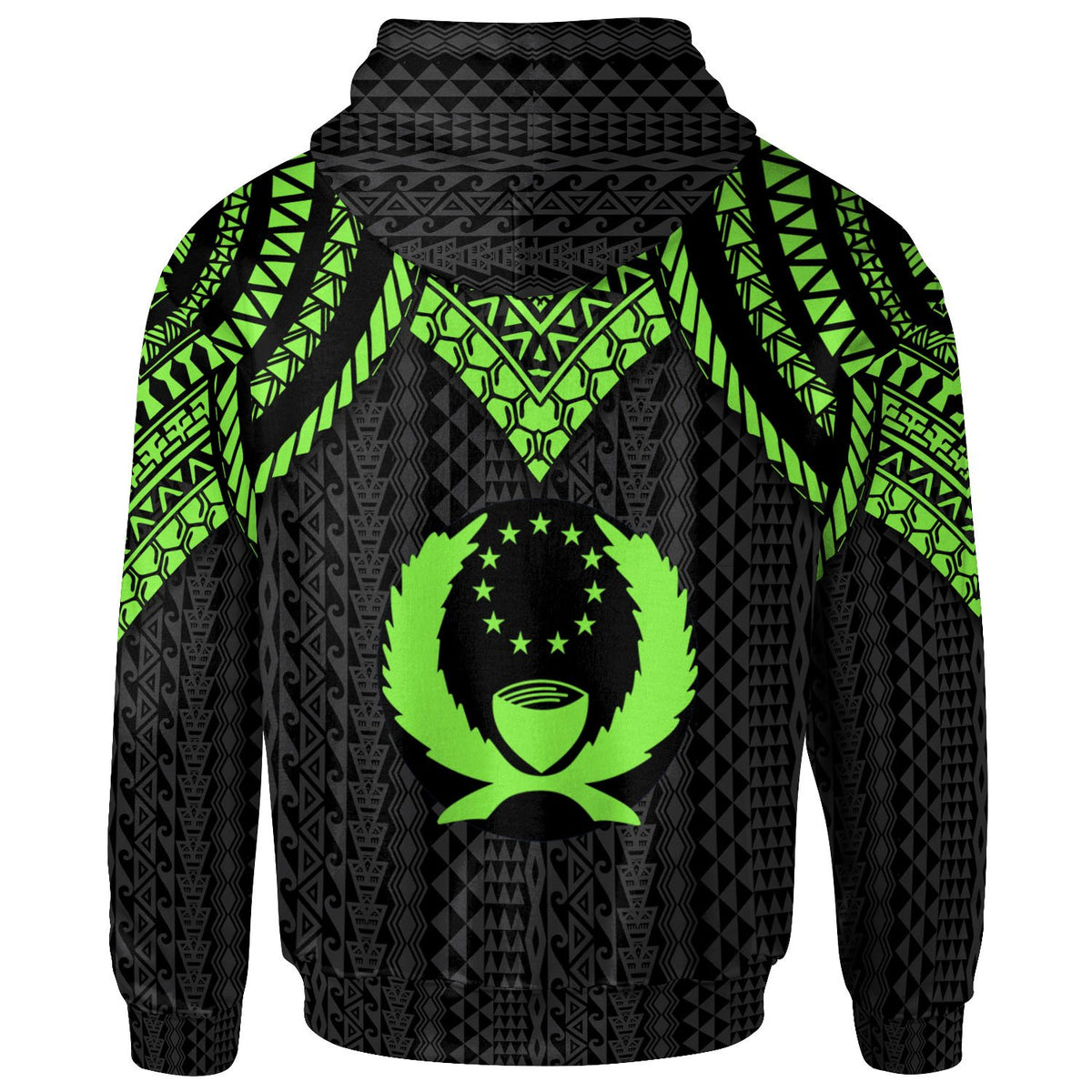 Pohnpei Hoodie Polynesian Armor Style Green - Polynesian Pride