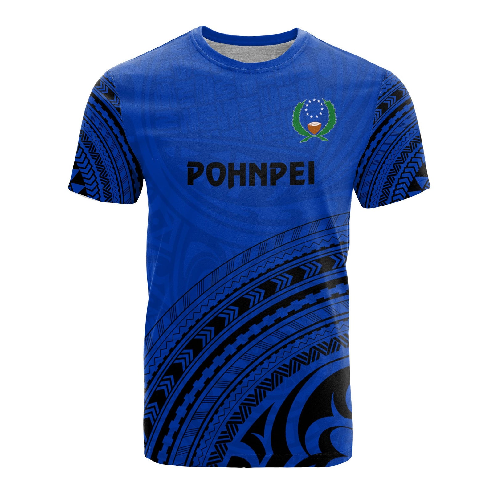 Pohnpei All Over T Shirt Pohnpei Flag Polynesian Tribal Blue Version Unisex Blue - Polynesian Pride