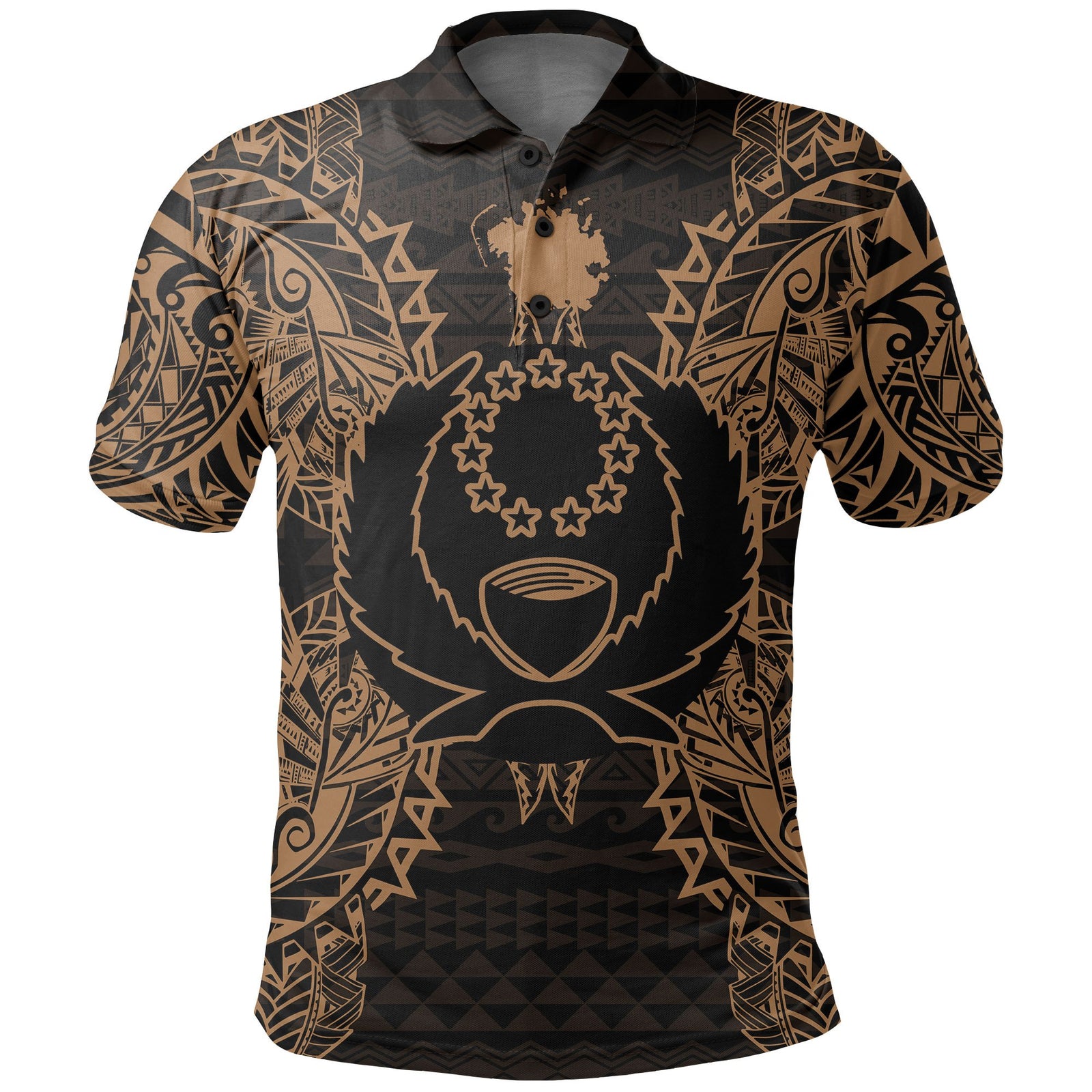 Pohnpei Polo Shirt Pohnpei Flag Map Polynesian Tattoo Gold Unisex Gold - Polynesian Pride