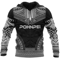 Pohnpei Polynesian Chief Hoodie Black Version Unisex Black - Polynesian Pride