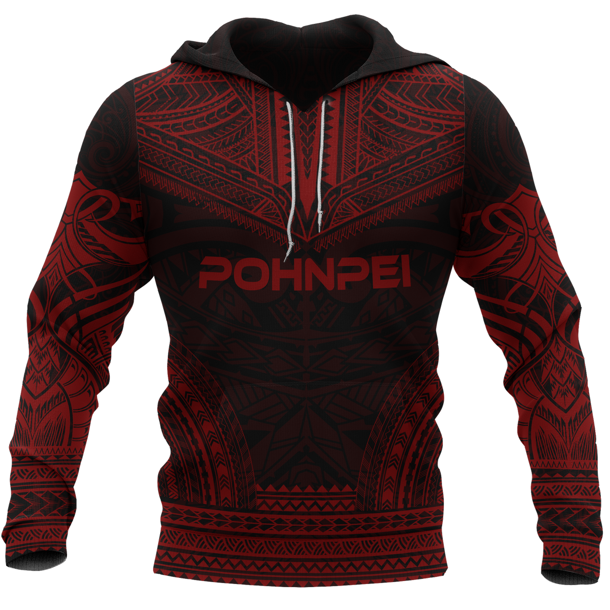 Pohnpei Polynesian Chief Hoodie Red Version Unisex Red - Polynesian Pride