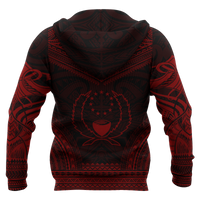 Pohnpei Polynesian Chief Hoodie Red Version - Polynesian Pride