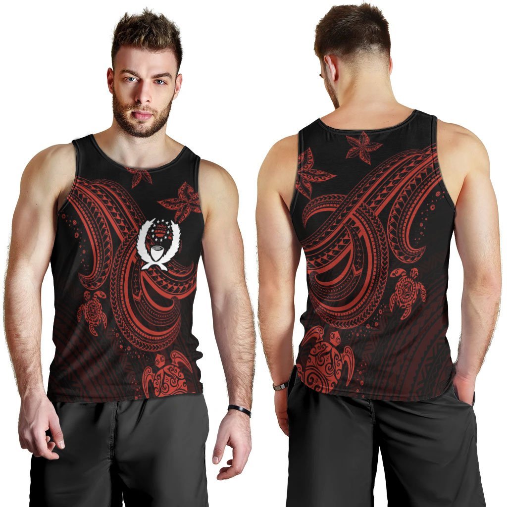 Pohnpei Custom Personalised Men's Tank Top - Red Turtle - Polynesian Pride