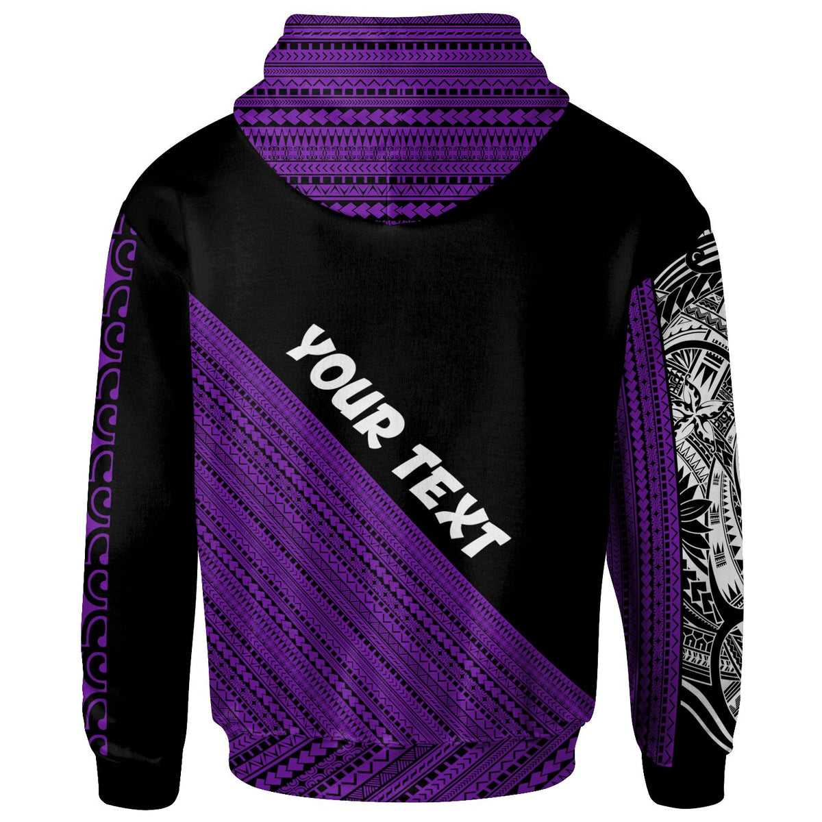 Polynesian Custom Zip Hoodie Diagonal Pattern Custom Image Purple - Polynesian Pride