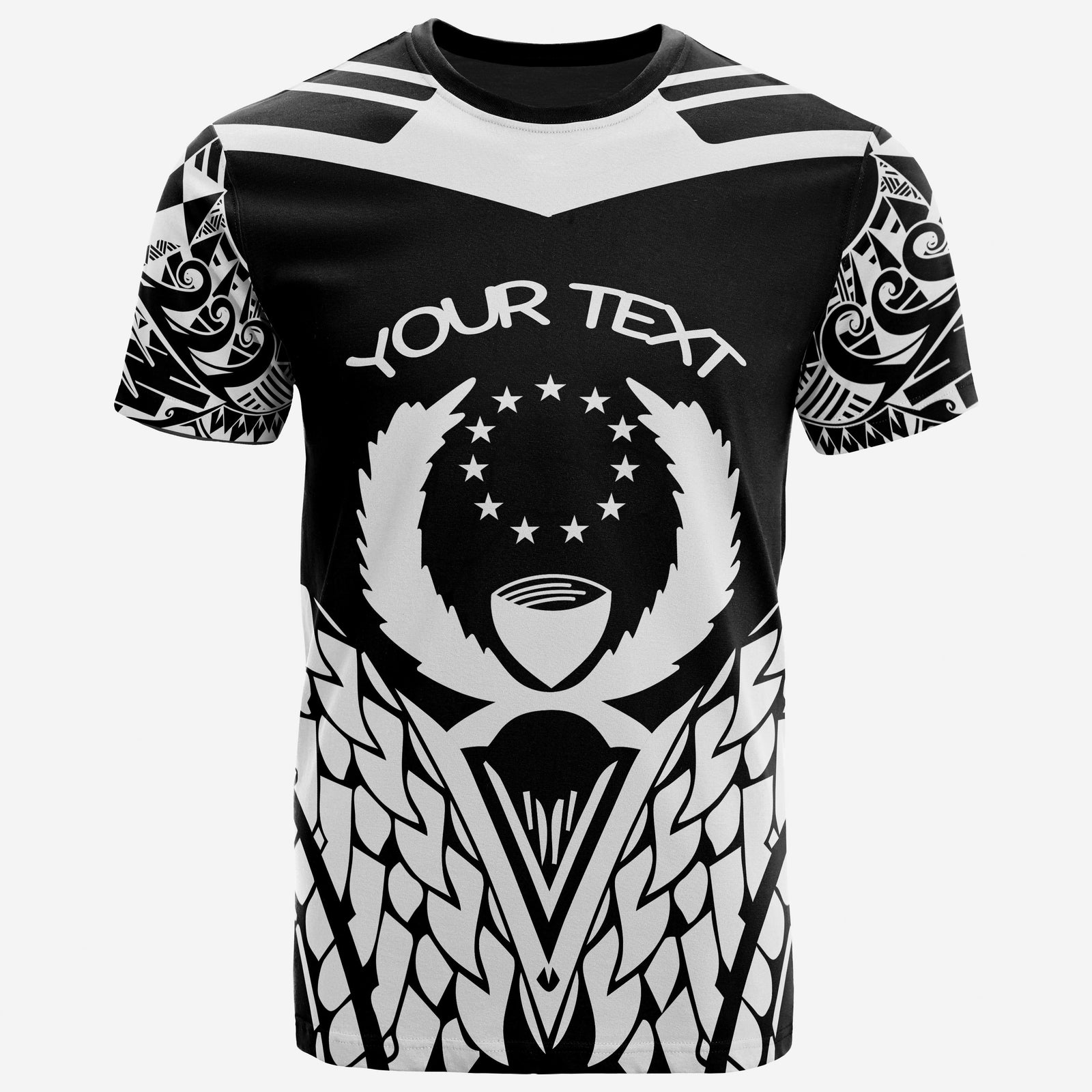 Pohnpei Custom T Shirt Unique Eagle Feather Texture BlackWhite Unisex BlackWhite - Polynesian Pride
