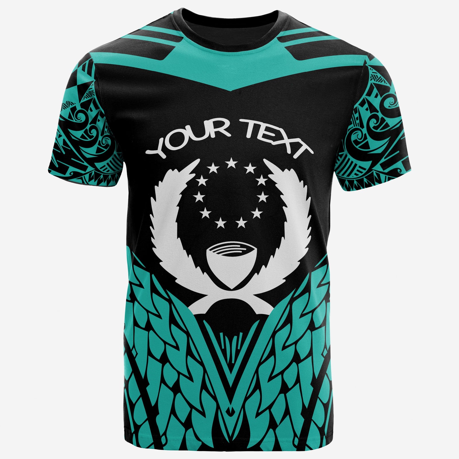 Pohnpei Custom T Shirt Unique Eagle Feather Texture Black Blue Unisex Black Blue - Polynesian Pride