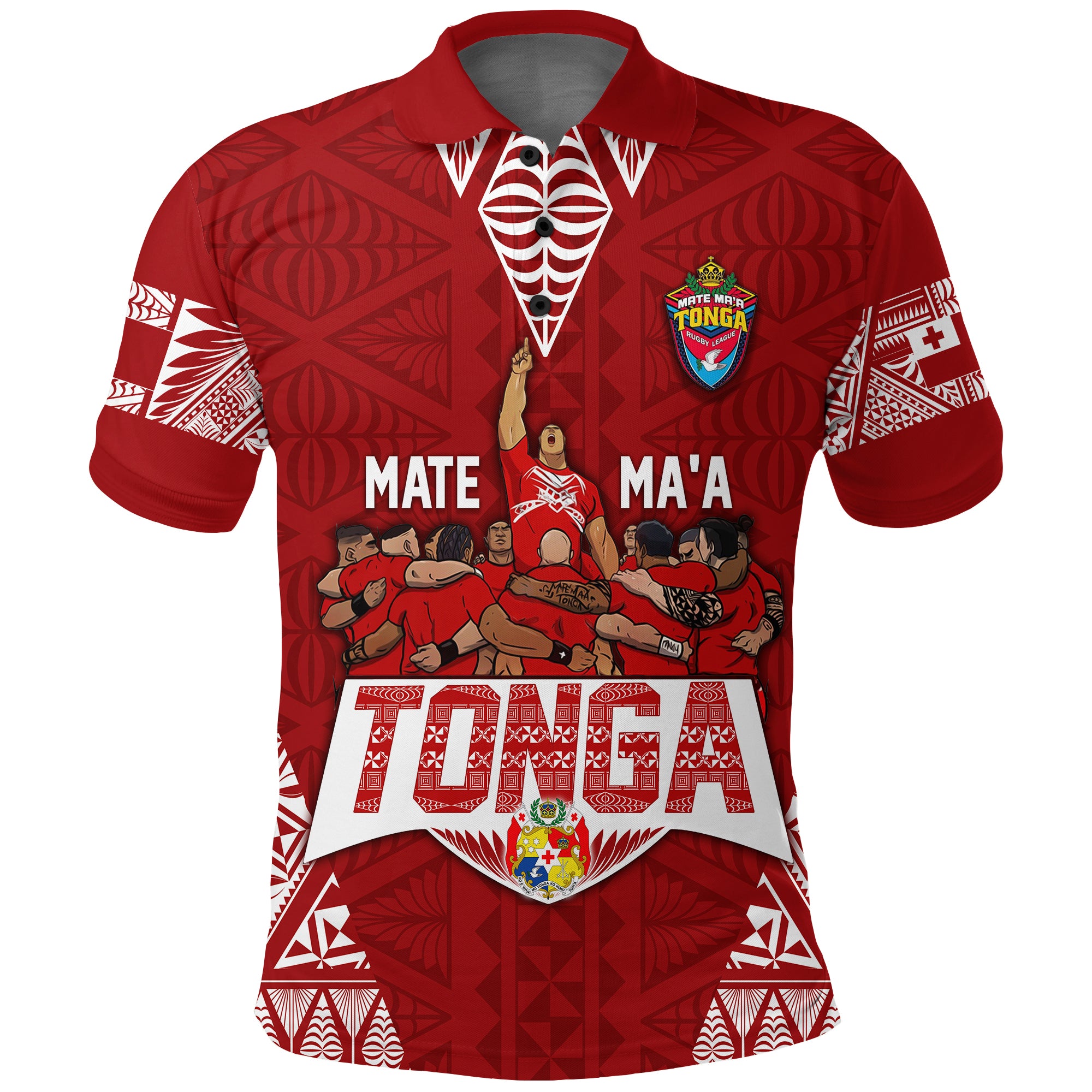 Custom Tonga Rugby Polo Shirt Mate Maa Tonga Warriors LT7 Red - Polynesian Pride