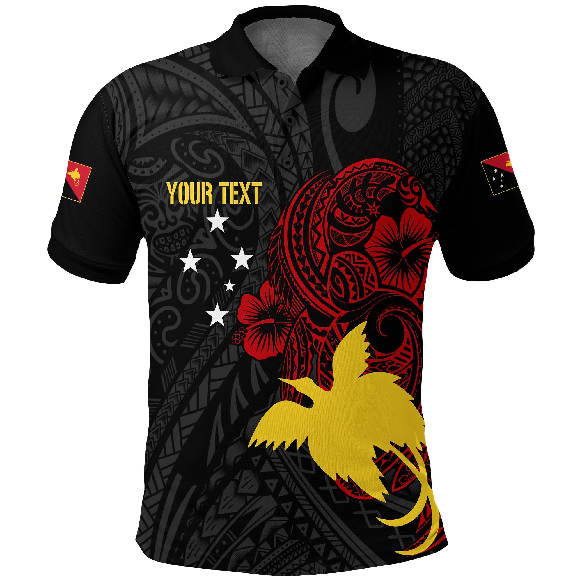 Custom Papua New Guinea 49th Independence Polo Shirt Tribal Turtle LT7 Black - Polynesian Pride