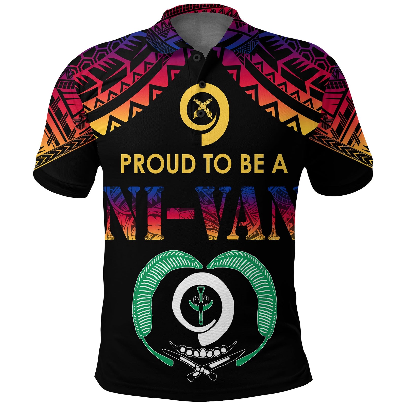 Vanuatu Proud To Be A Ni Van Polynesian Pattern Polo Shirt Torba Province LT7 Black - Polynesian Pride