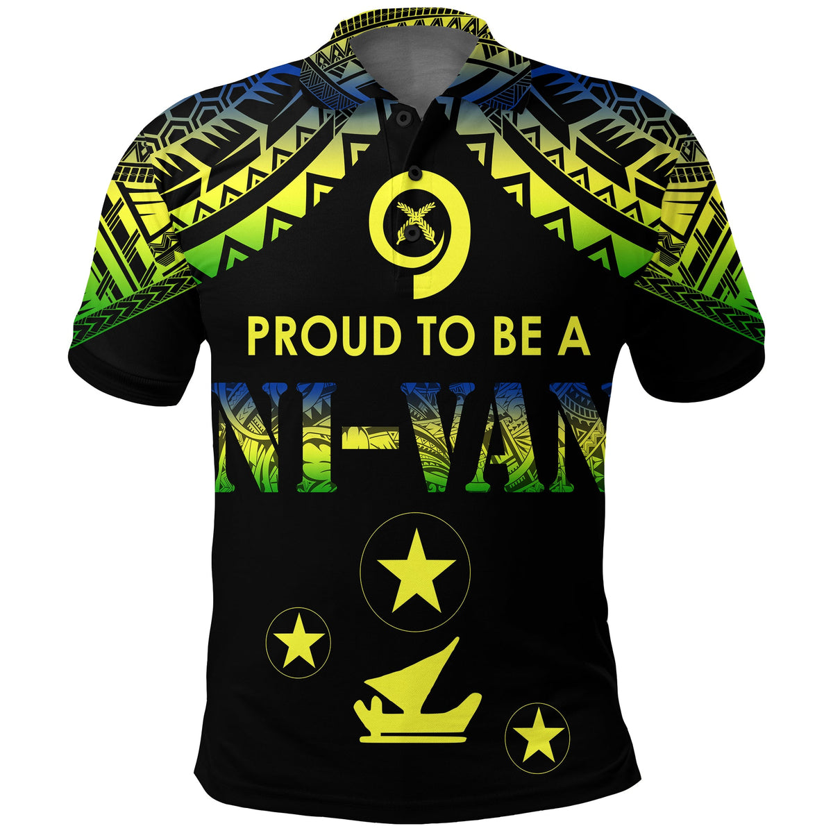 Vanuatu Proud To Be A Ni Van Polynesian Pattern Polo Shirt Malampa Province LT7 Black - Polynesian Pride