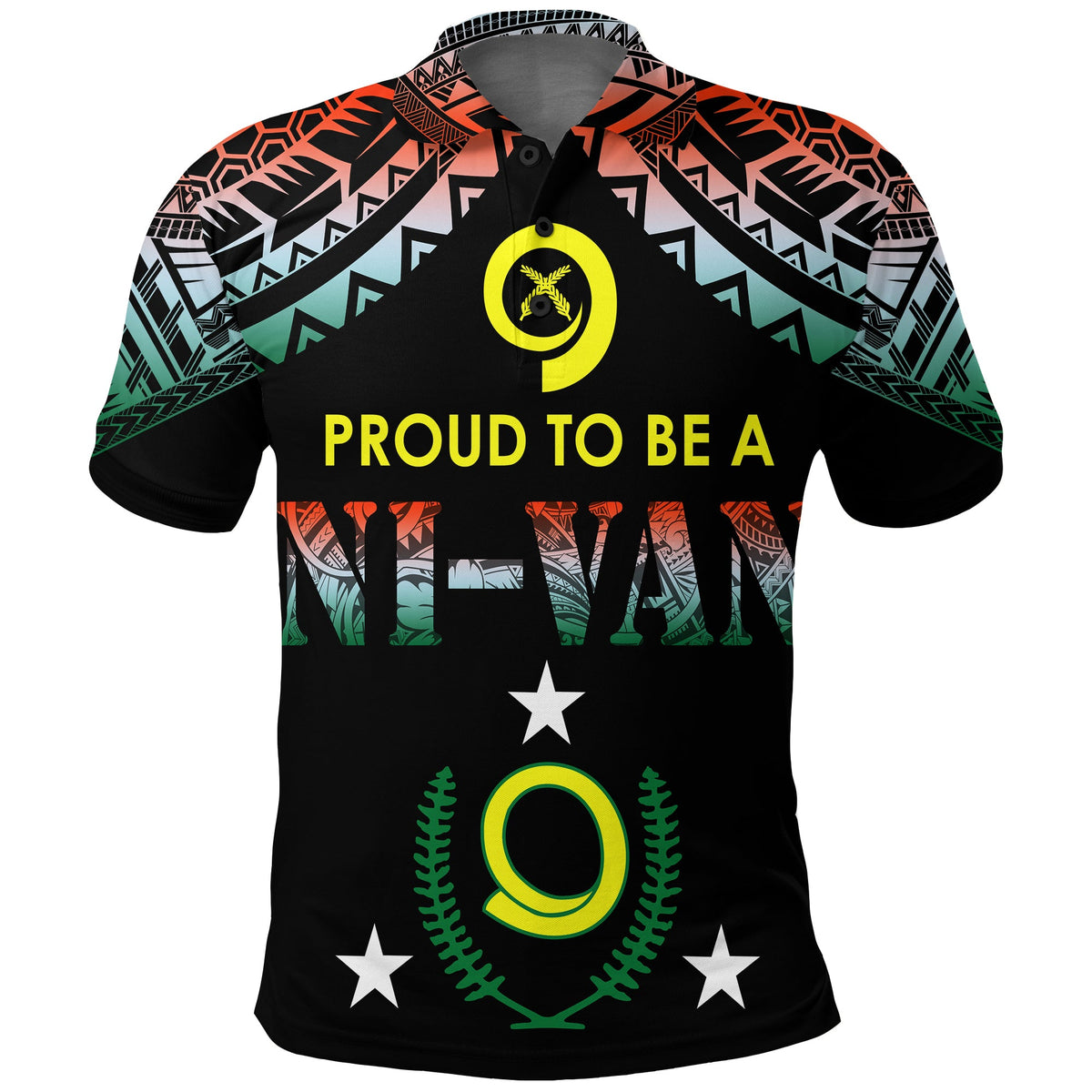 Vanuatu Proud To Be A Ni Van Polynesian Pattern Polo Shirt Penama Province LT7 Black - Polynesian Pride