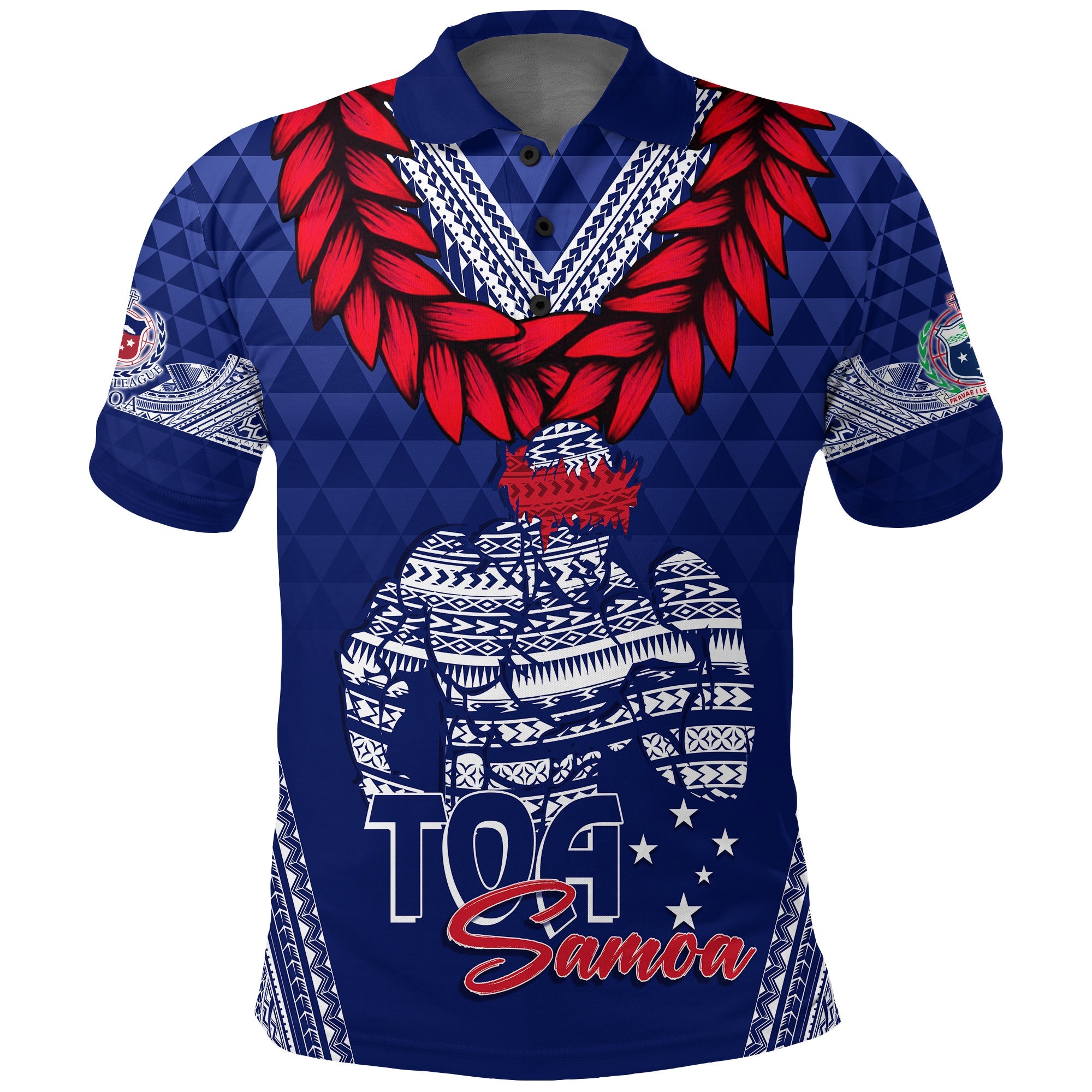 Custom Toa Samoa Polo Shirt - Ulafala Style Samoa Warriors LT7 Blue - Polynesian Pride