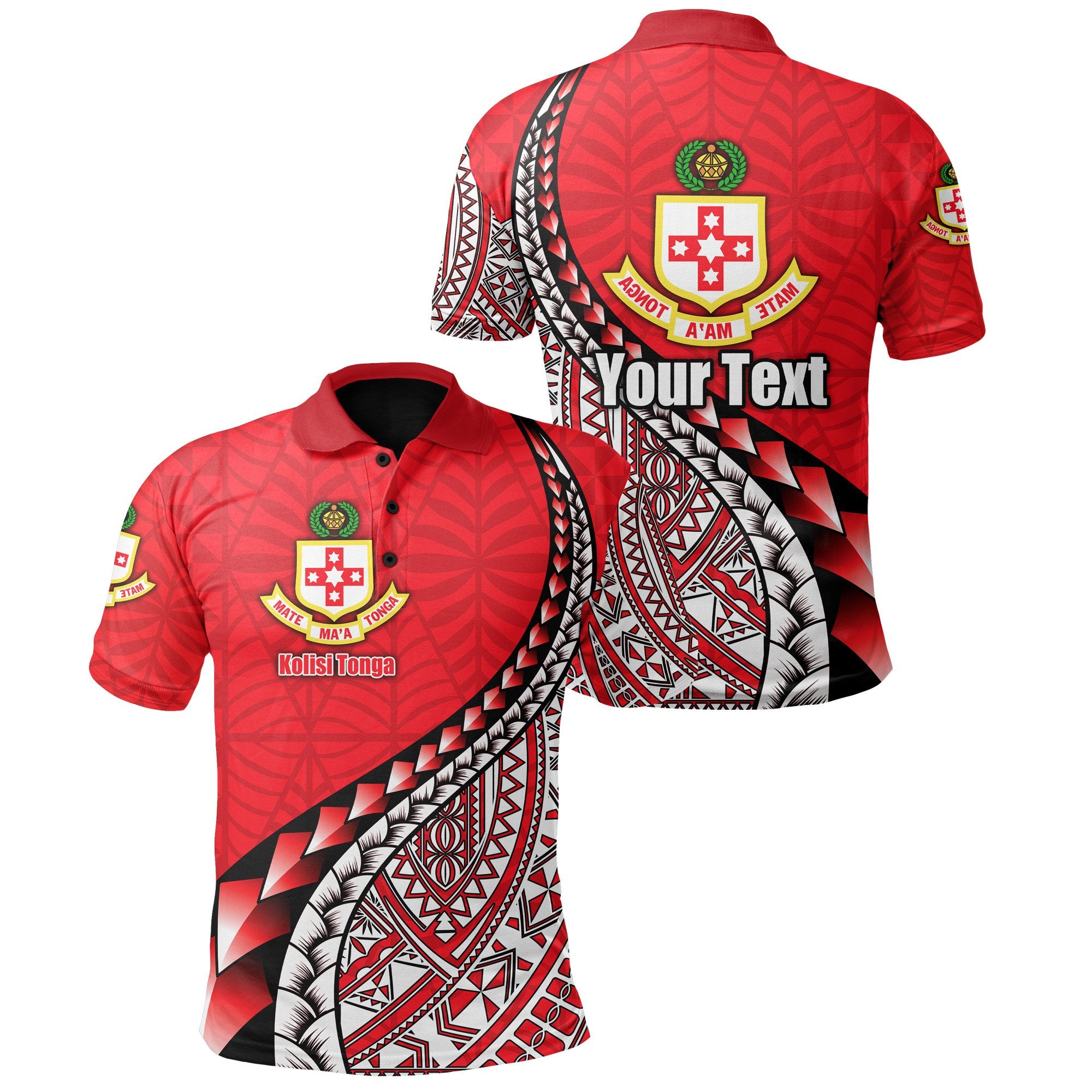 Custom Kolisi Tonga Polo Shirt Mate Maa Tonga Polynesian Free Style Unisex Red - Polynesian Pride