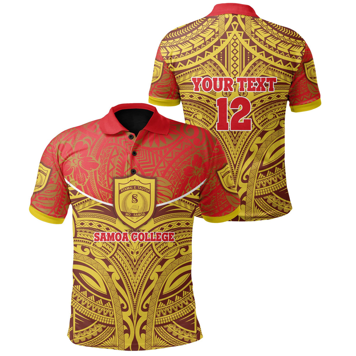 Custom Samoa College Polo Shirt Polynesian Royal Style Version 2 Unisex Red - Polynesian Pride
