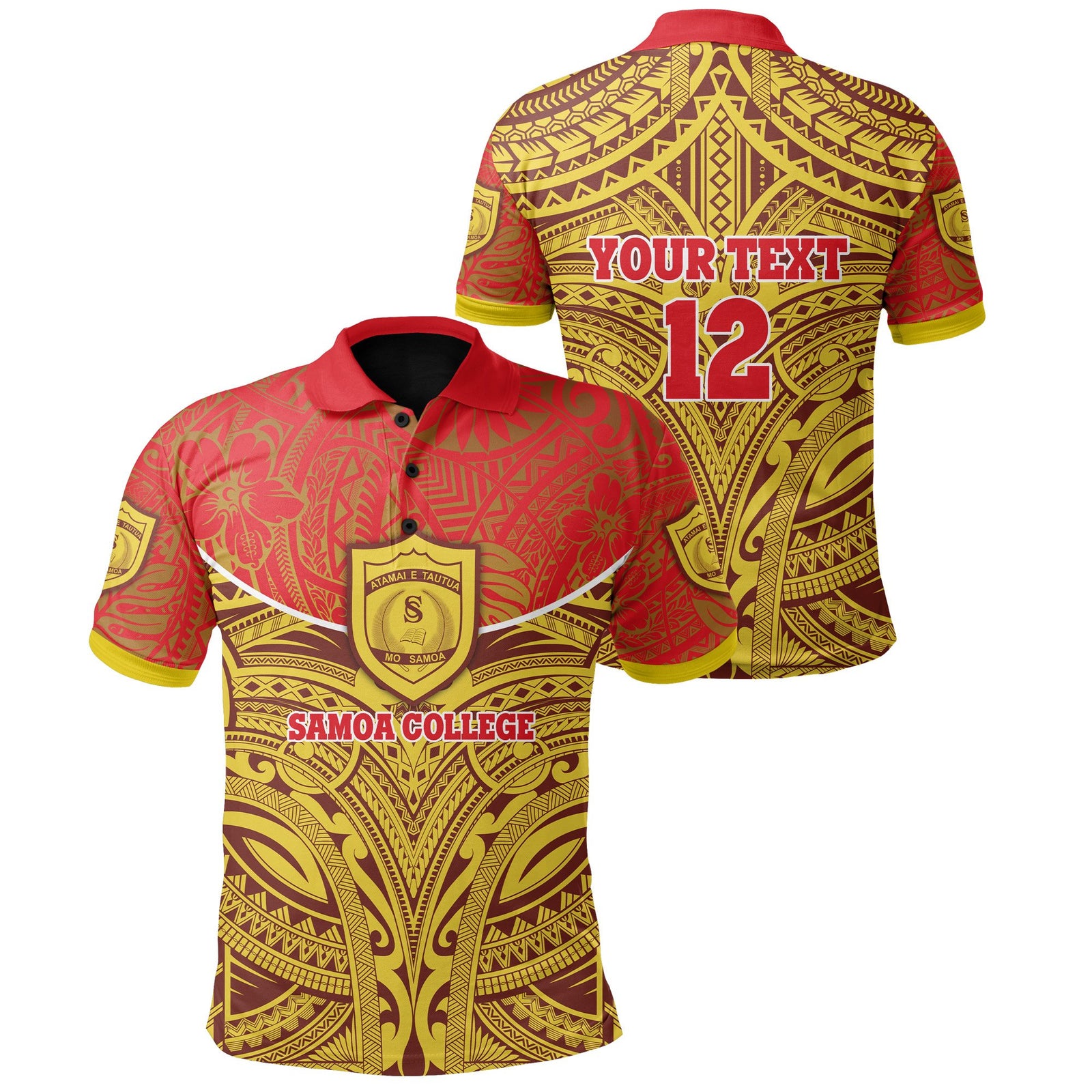 Custom Samoa College Polo Shirt Polynesian Royal Style Version 2 Unisex Red - Polynesian Pride
