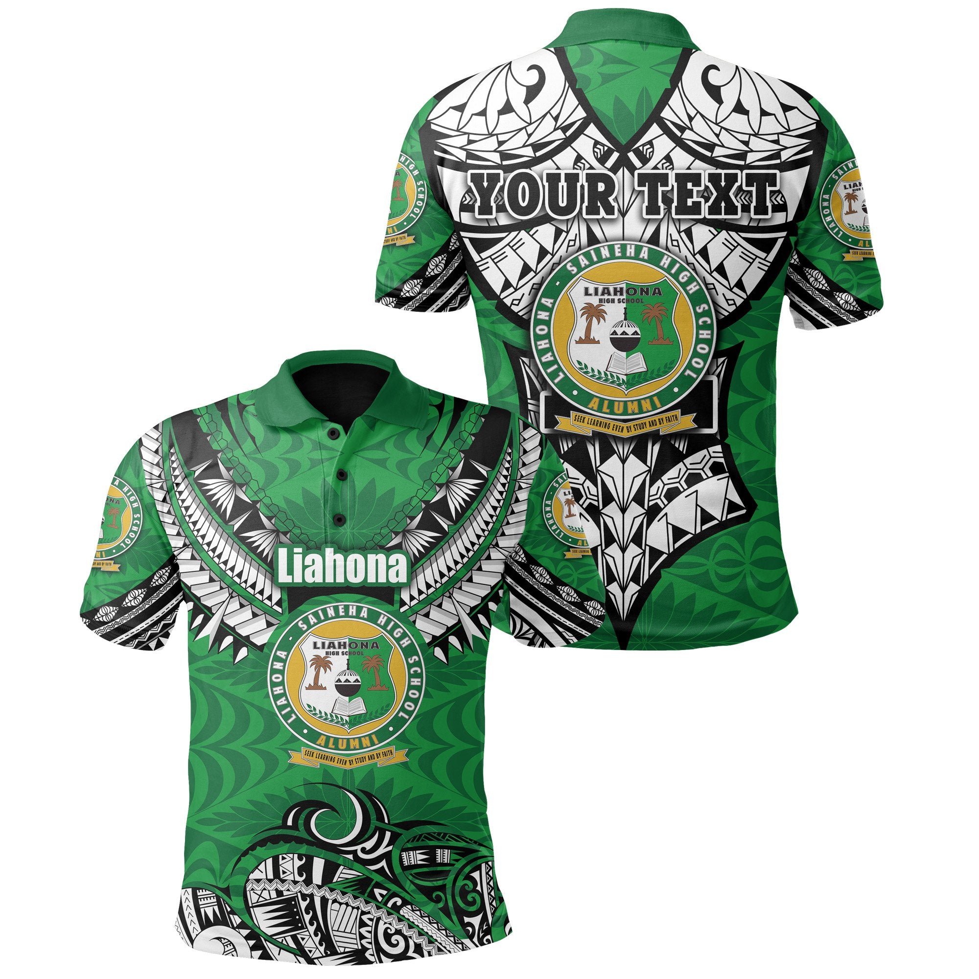 Custom Liahona Tonga Polo Shirt Polynesian Style Version 2 Unisex Green - Polynesian Pride