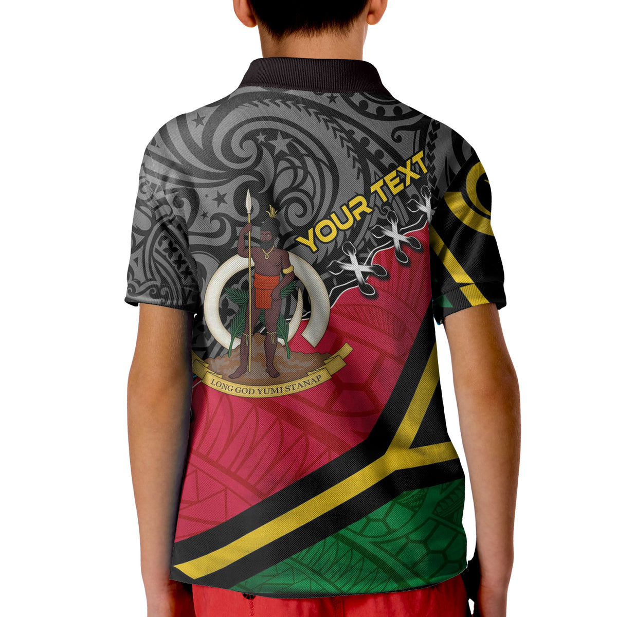 Vanuatu Polo Shirt KID - Custom Vanuatu Independence Anniversary with Coat of Arms and Polynesian RLT7 - Polynesian Pride