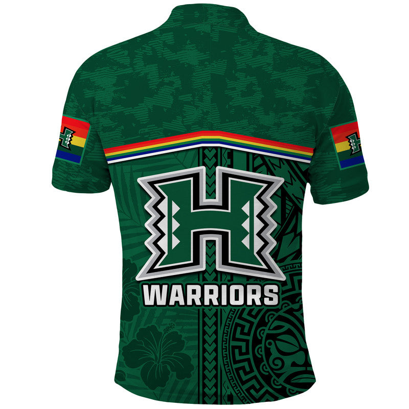 Hawaii Warriors Football Polo Shirt Polynesian Palm and Hibiscus LT9 - Polynesian Pride