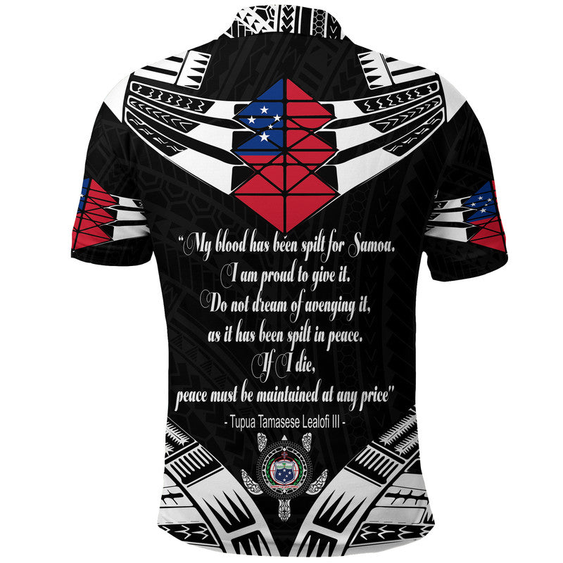 Samoa Black Saturday Polo Shirt 28 Dec 1929 Visual Arts Black LT9 - Polynesian Pride