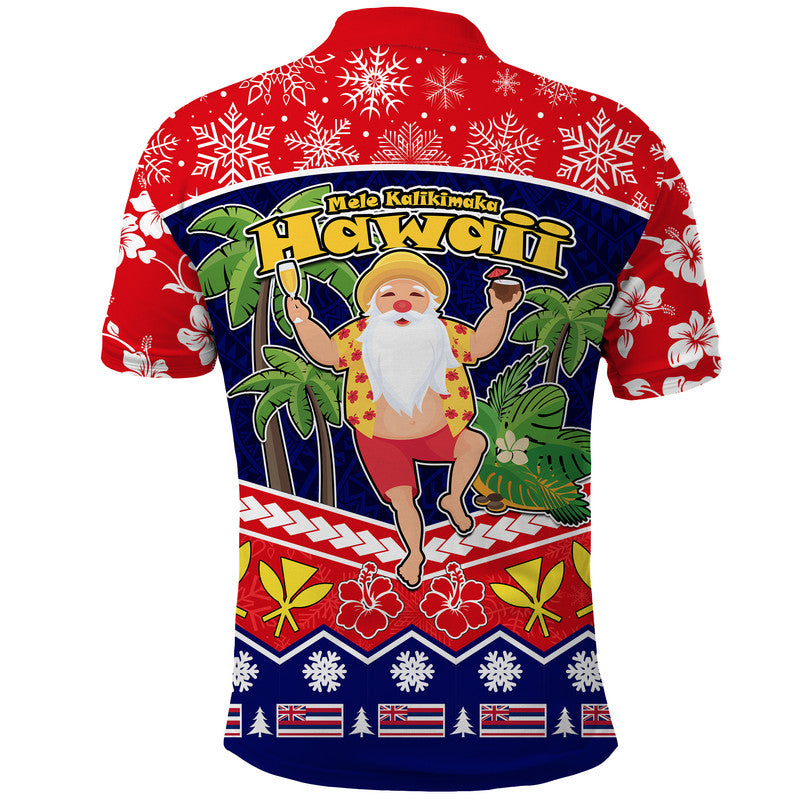 Hawaii Santa Kalikimaka Palm and Hibiscus Christmas Vibe Polo Shirt LT9 - Polynesian Pride