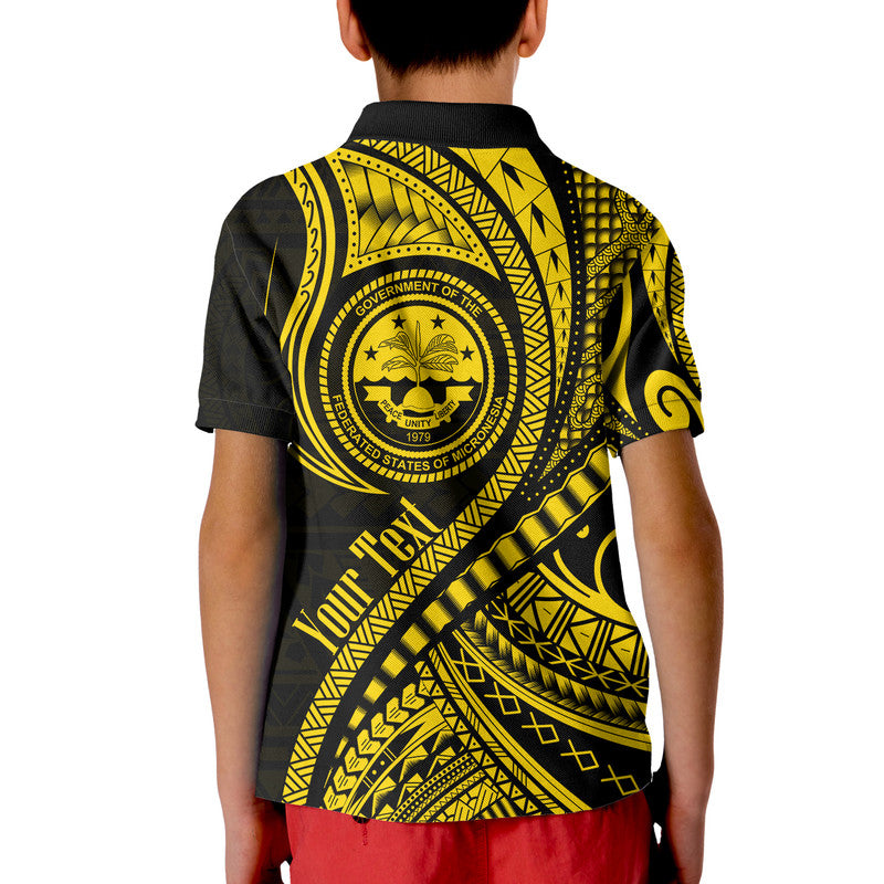Custom Federated States of Micronesia Polo Shirt Gold Polynesian Wave Style LT9 - Polynesian Pride