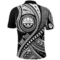 Custom Federated States of Micronesia Polo Shirt Black Polynesian Wave Style LT9 - Polynesian Pride