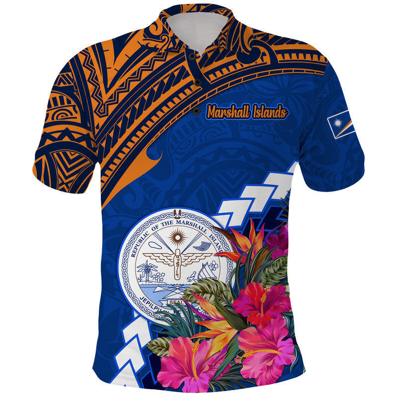 Custom Marshall Islands Coat of Arms Polo Shirt Polynesian Tropical LT9 Blue - Polynesian Pride