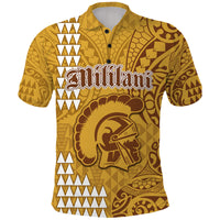 Hawaii Mililani High School Polo Shirt Tribal Kakau LT9 Yellow - Polynesian Pride