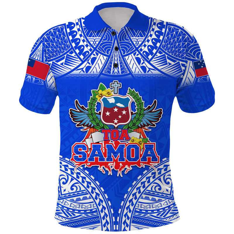 Toa Samoa Polynesian Rugby Polo Shirt Samoan Flag Blue Color LT9 Blue - Polynesian Pride