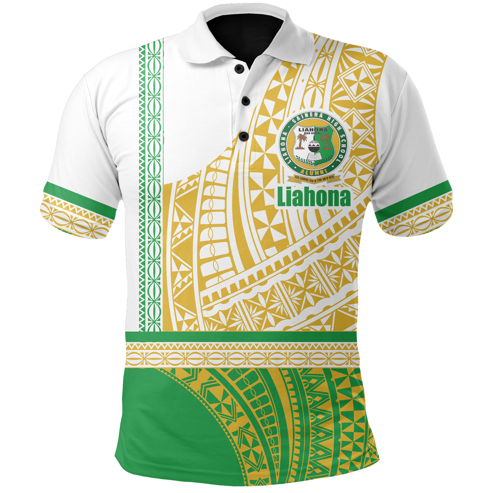 Liahona Tonga Polo Shirt Polynesian Traditional Style Unisex White - Polynesian Pride