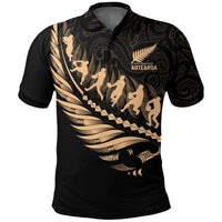 Aotearoa New Zealand Polo Shirt Maori Fern Rugby Black - Polynesian Pride
